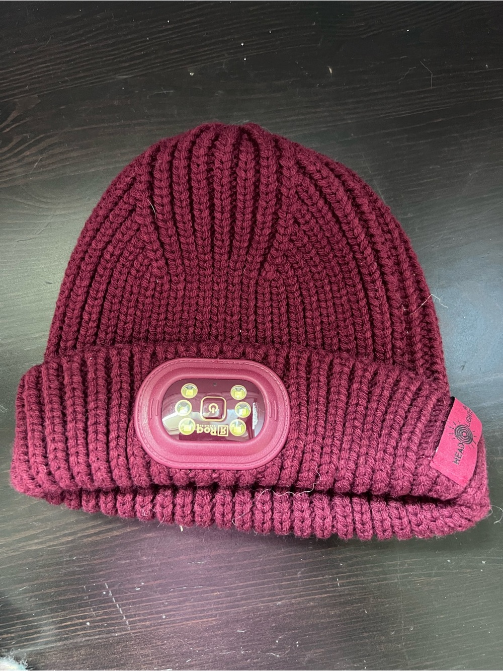 NEW NEVER WORN! Maroon Knit Beanie with Front LED Light